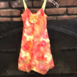 Kids Floral Tie-Dye Slip Dress - Pink and Orange
